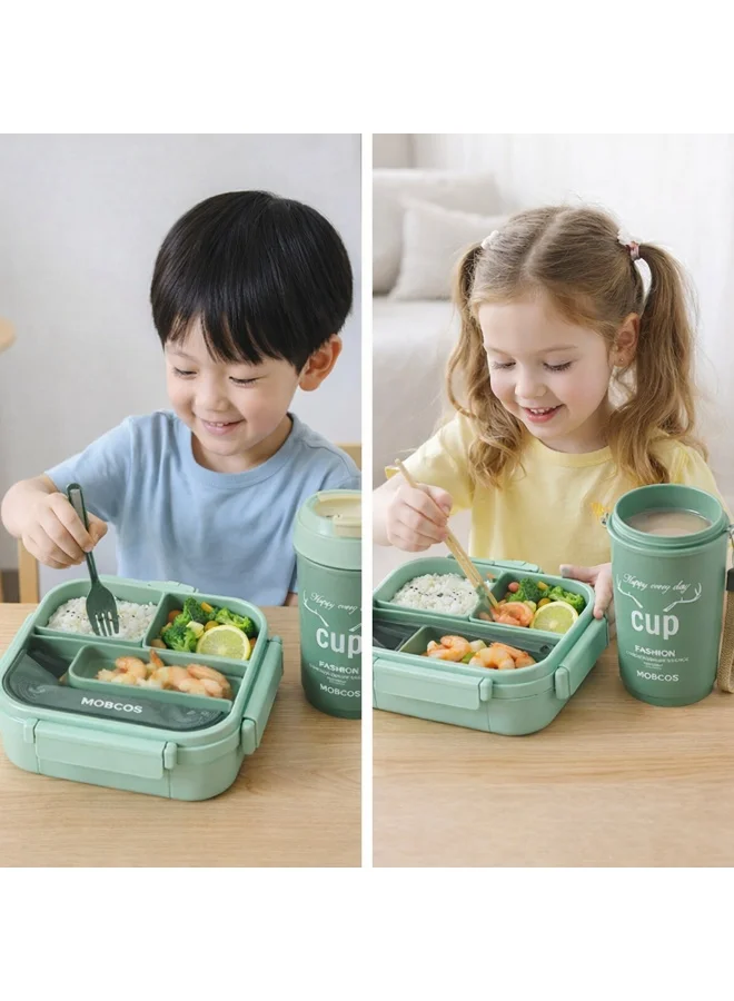 Mobcos Mobcos Kids Sports Lunch Box and Water Bottle Combo Set For Kids &amp; Adults Premium Food-Grade PP Plastic Leakproof &Amp Spill Proof (Green)